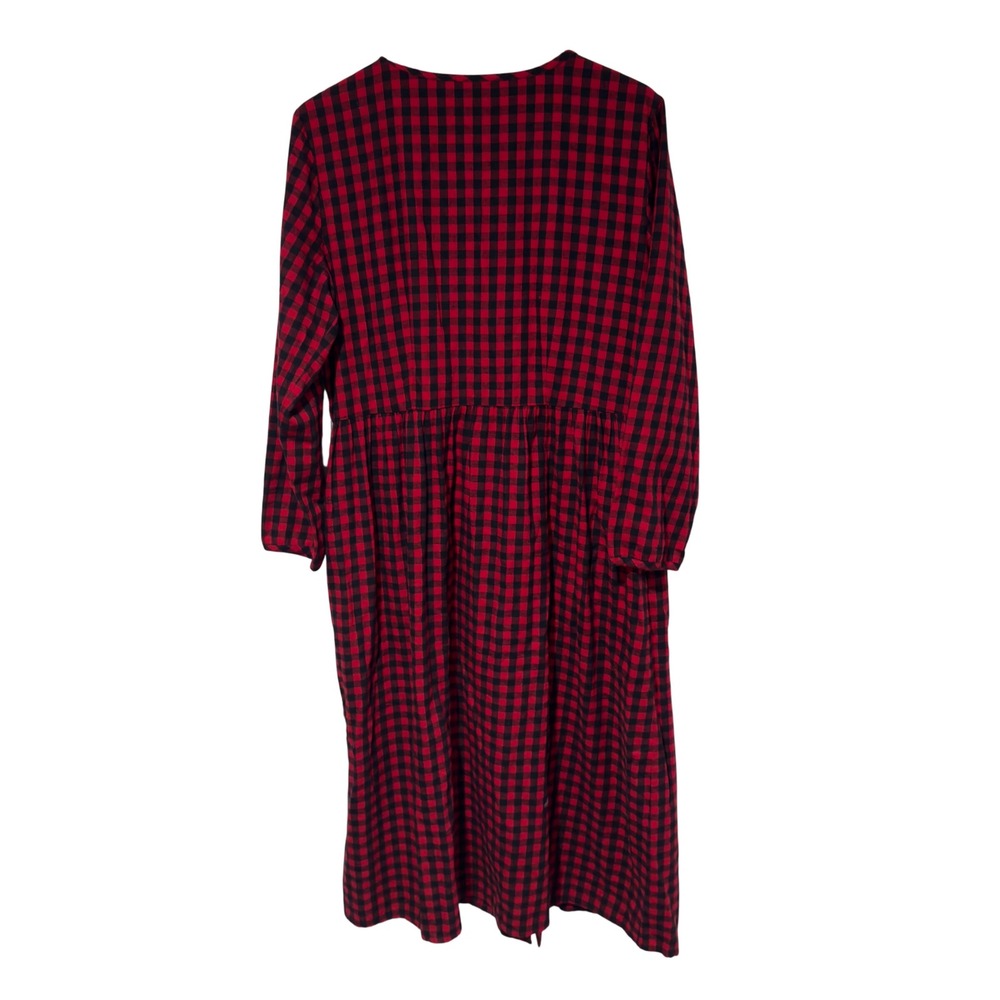 The Vermont Country Store Red Black Buffalo Plaid Midi‎ Dress L Cottagecore - Picture 3 of 8